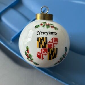 Maryland Holiday Ornament - White and Gold